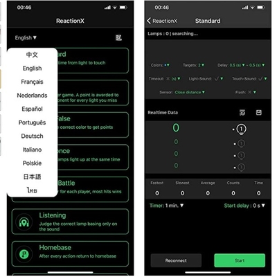 Luz multifuncional do treinamento da reação da aptidão do controle do APP WiFi